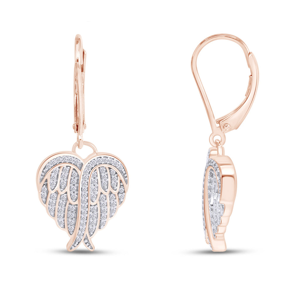 
                      
                        Heart Angel Wing Cubic Zirconia Lever Back Drop Earrings for Women in 925 Sterling Silver
                      
                    