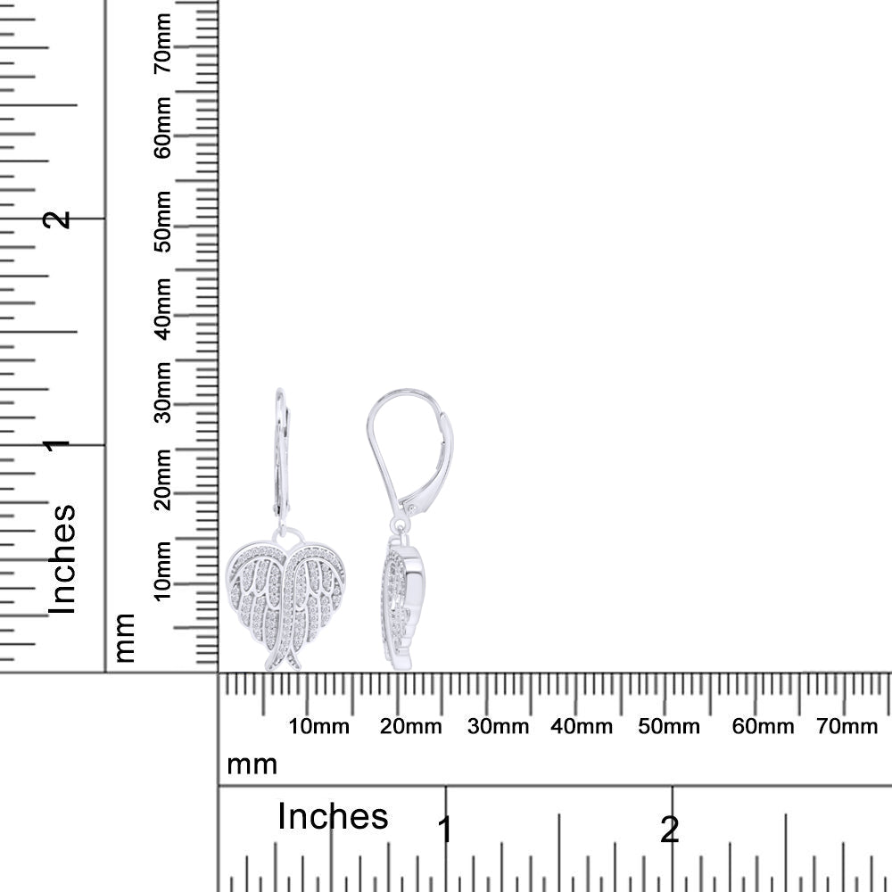 
                      
                        Heart Angel Wing Cubic Zirconia Lever Back Drop Earrings for Women in 925 Sterling Silver
                      
                    