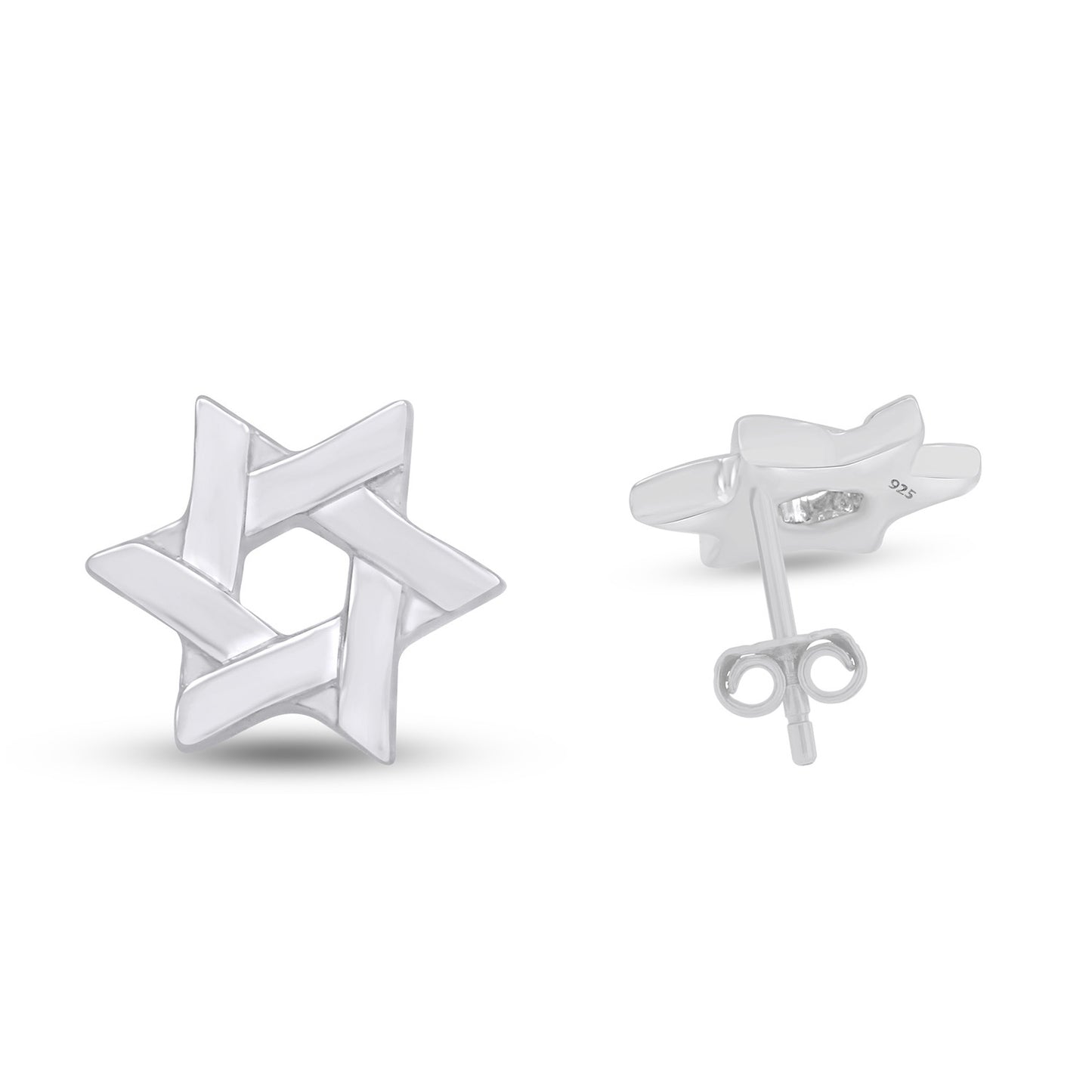 Load image into Gallery viewer, Messianic Star Of David Stud Earrings for Women in 925 Sterling Silver With Push Back
