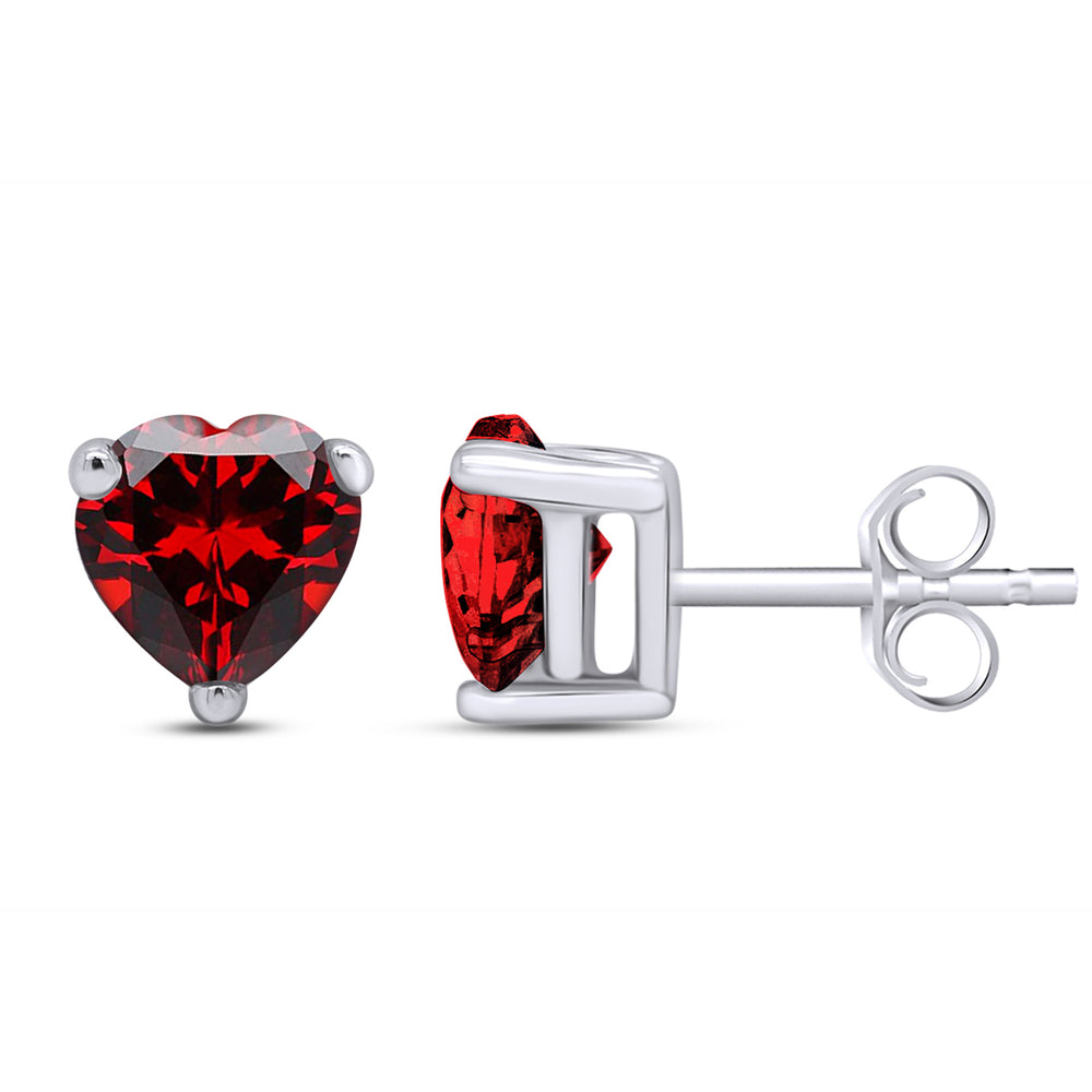 
                      
                        Heart Shape Simulated Birthstone Stud Earrings in 14K White Gold Over Sterling Silver
                      
                    