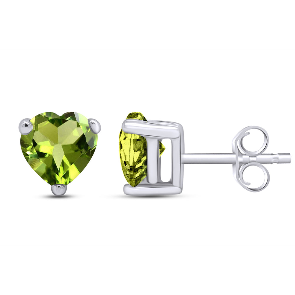 
                      
                        Heart Shape Simulated Birthstone Stud Earrings in 14K White Gold Over Sterling Silver
                      
                    