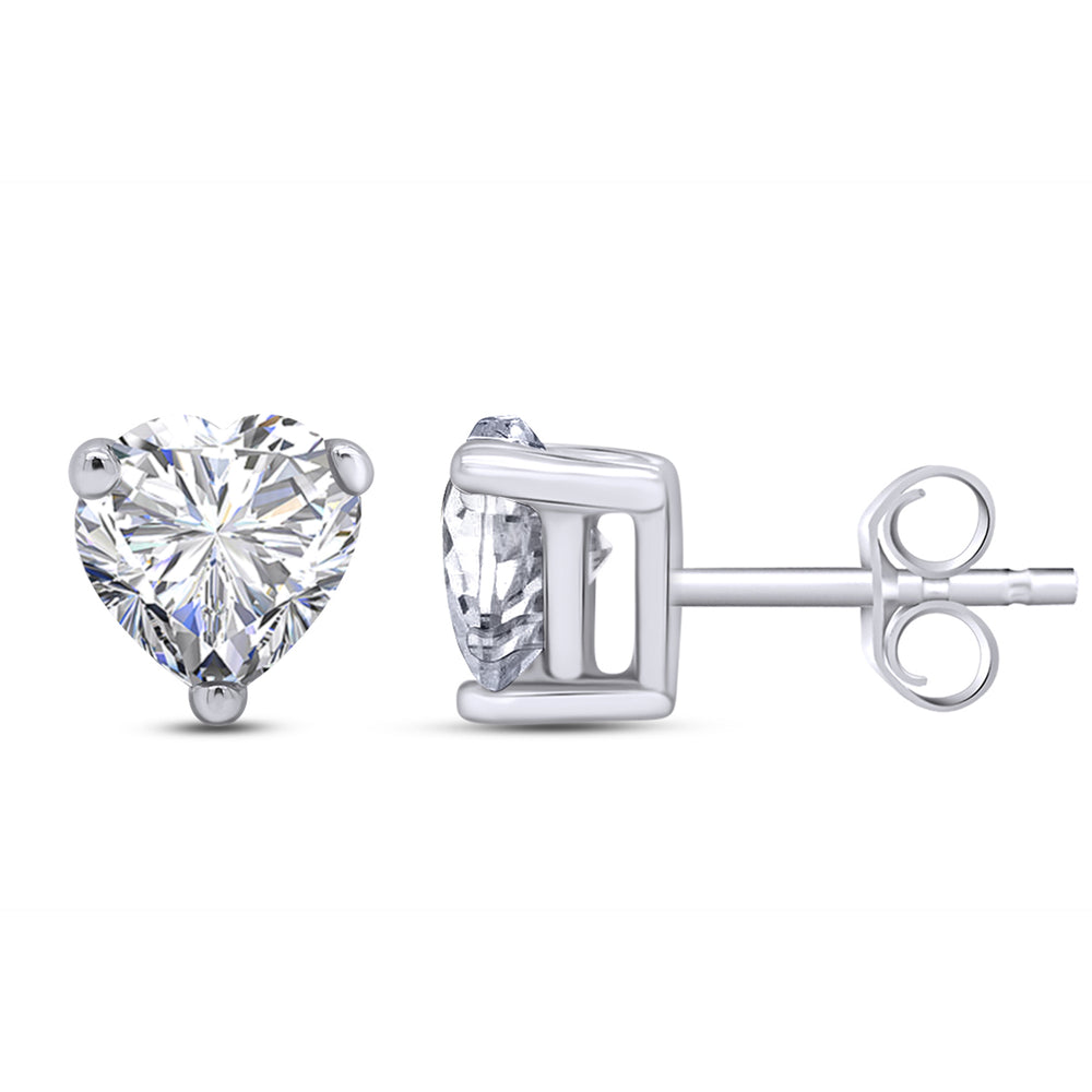 
                      
                        Heart Shape Simulated Birthstone Stud Earrings in 14K White Gold Over Sterling Silver
                      
                    