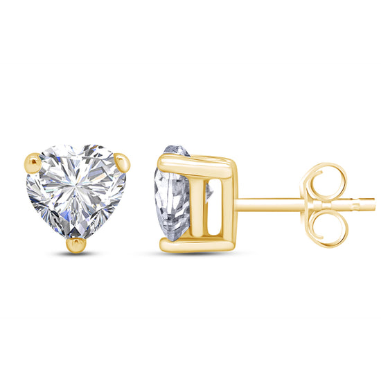 Heart Shape Simulated Birthstone Stud Earrings For Women In 925 Sterling Silver