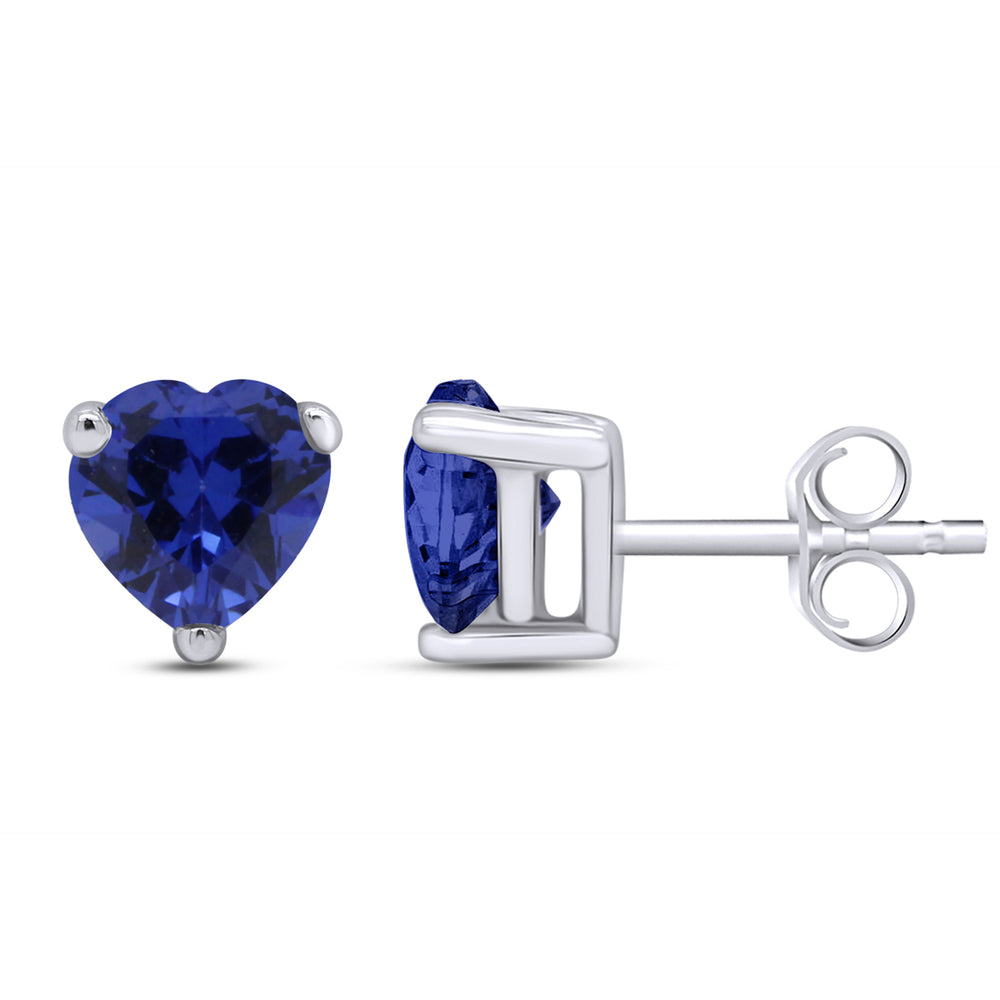 
                      
                        Heart Shape Simulated Birthstone Stud Earrings in 14K White Gold Over Sterling Silver
                      
                    