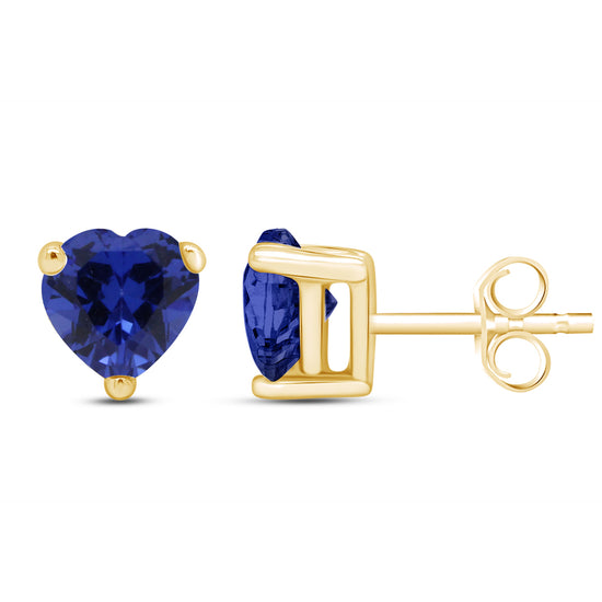 Heart Shape Simulated Birthstone Stud Earrings For Women In 925 Sterling Silver