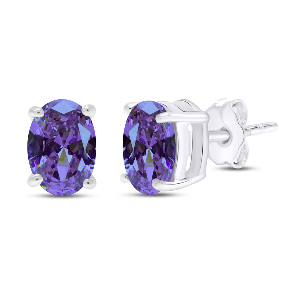 
                      
                        8X6MM Oval Shape Simulated Birthstone Stud Earrings For Women In 925 Sterling Silver
                      
                    