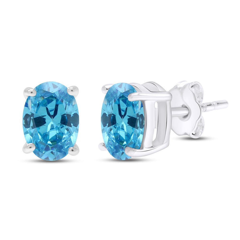 
                      
                        8X6MM Oval Shape Simulated Birthstone Stud Earrings For Women In 925 Sterling Silver
                      
                    