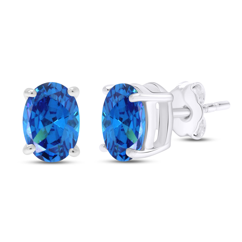 
                      
                        8X6MM Oval Shape Simulated Birthstone Stud Earrings For Women In 925 Sterling Silver
                      
                    