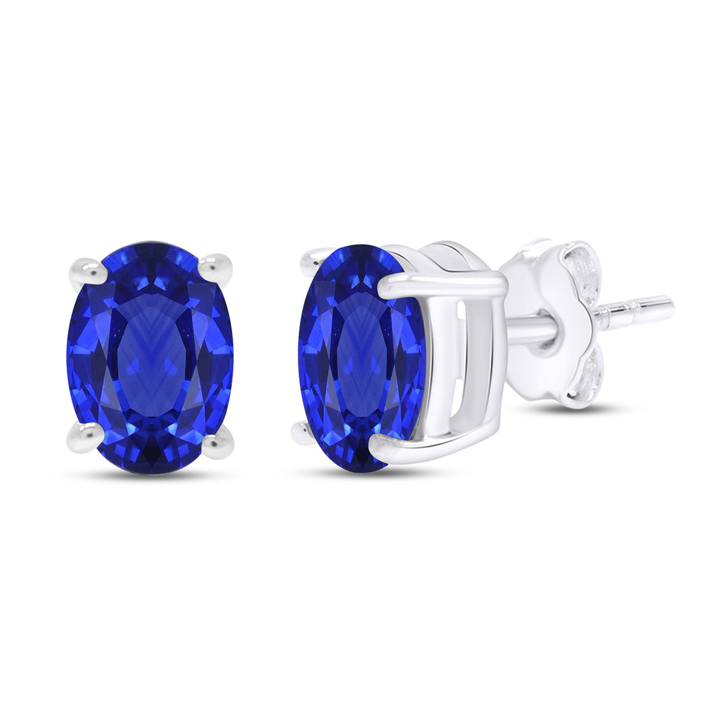 
                      
                        8X6MM Oval Shape Simulated Birthstone Stud Earrings For Women In 925 Sterling Silver
                      
                    