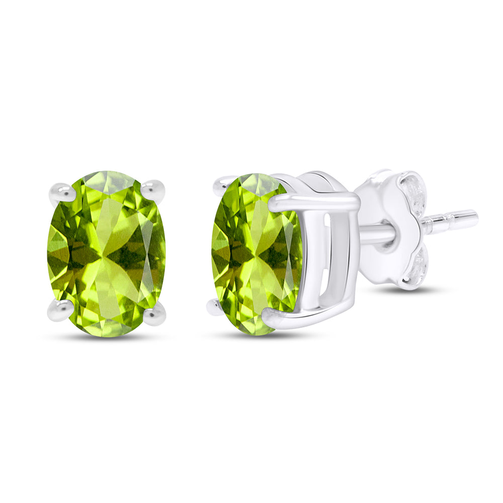 
                      
                        8X6MM Oval Shape Simulated Birthstone Stud Earrings For Women In 925 Sterling Silver
                      
                    