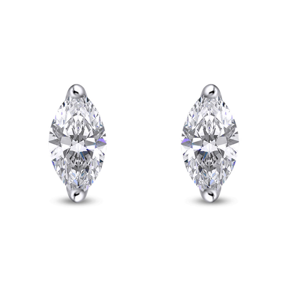 
                      
                        White Cubic Zirconia Marquise Frame Stud Earrings in 925 Sterling Silver with Push Back
                      
                    