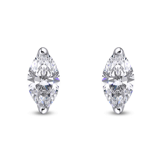 Sparkling White Cubic Zirconia Marquise Frame Stud Earrings in 14k Gold Over Sterling Silver Gift For Her