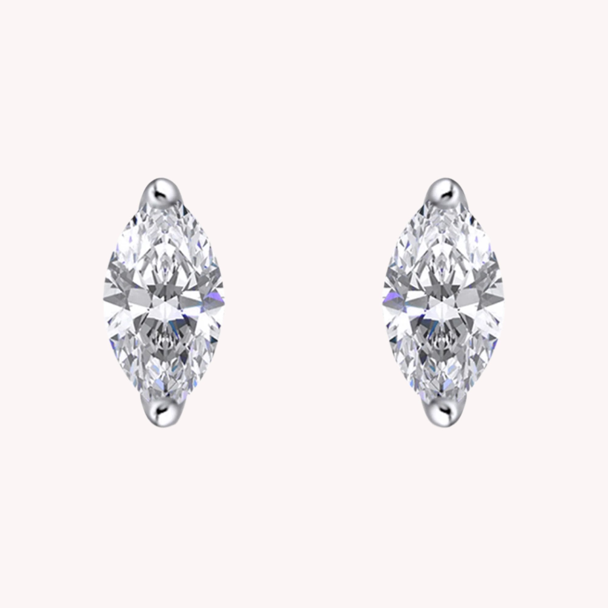 Sparkling Lab Created Moissanite Marquise Cut Stud Earrings