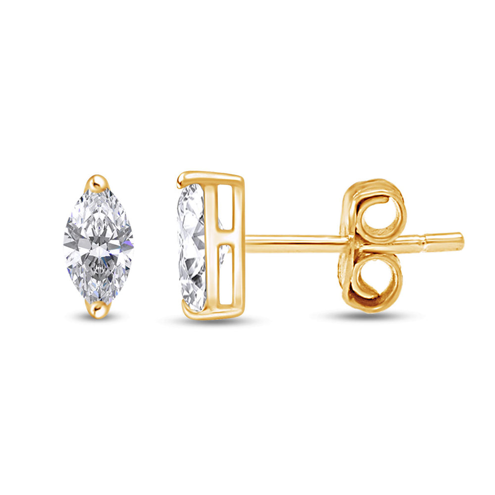 
                      
                        White Cubic Zirconia Marquise Frame Stud Earrings in 925 Sterling Silver with Push Back
                      
                    