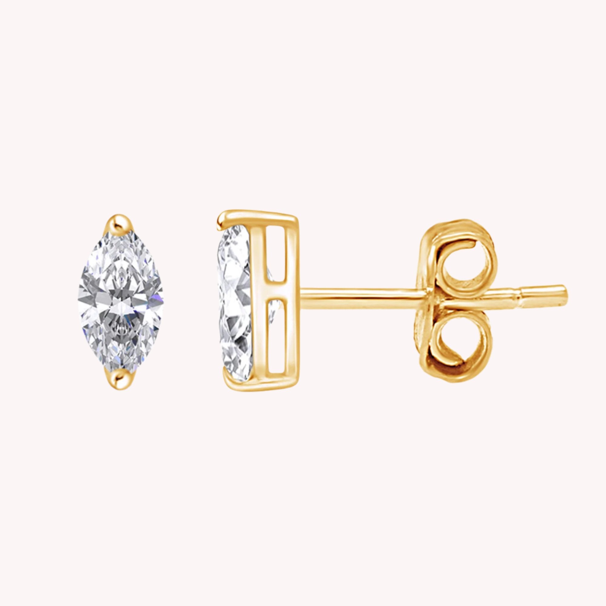 Sparkling Lab Created Moissanite Marquise Cut Stud Earrings