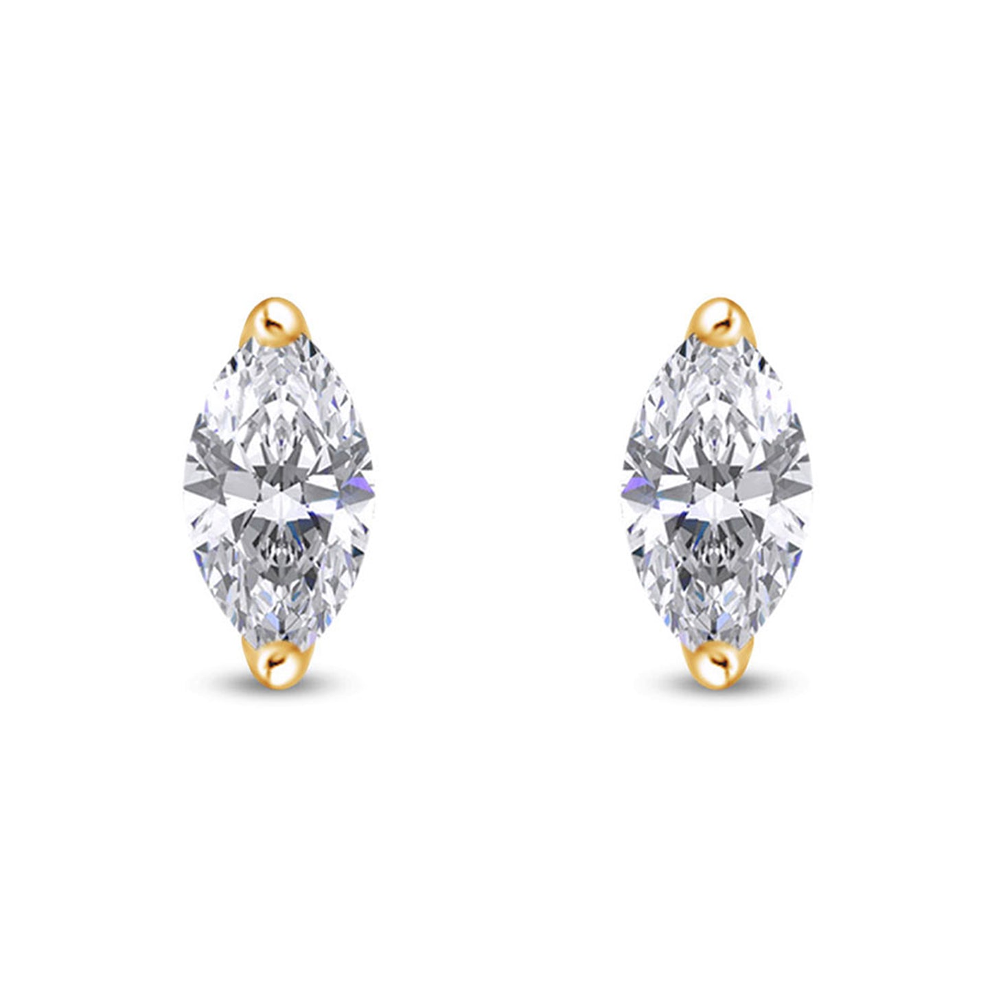 Sparkling White Cubic Zirconia Marquise Frame Stud Earrings in 14k Gold Over Sterling Silver Gift For Her