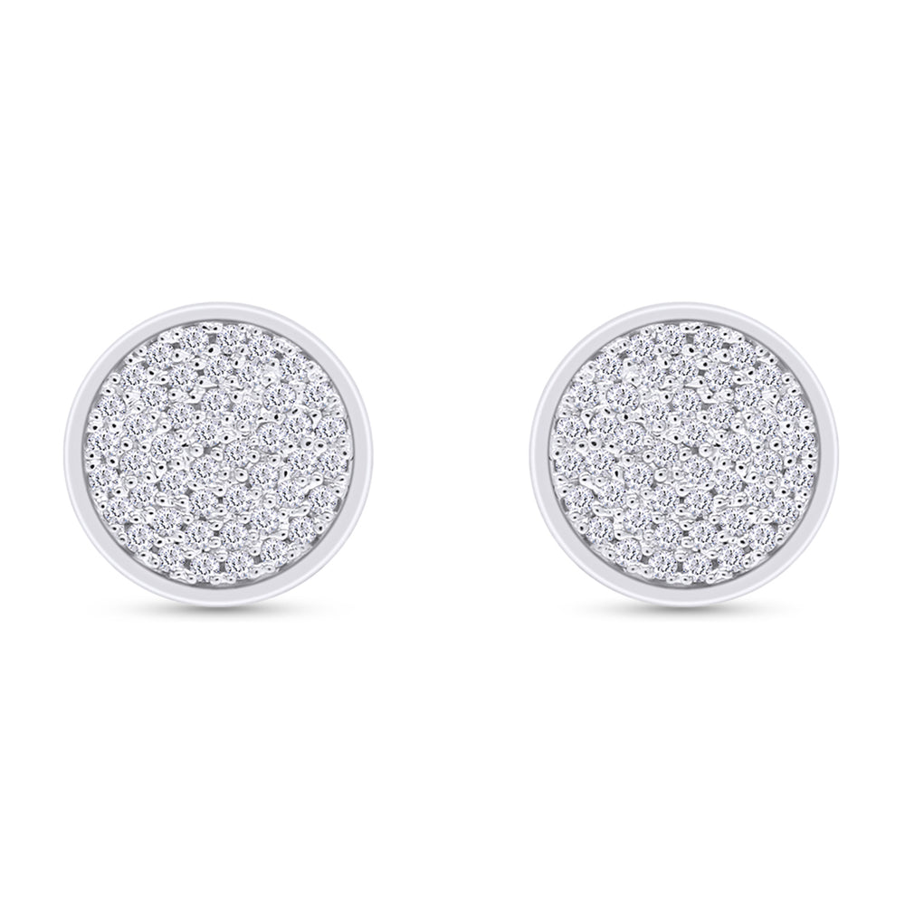 
                      
                        Round Cut White Cubic Zirconia Flat Disc Stud Earrings For Women In 925 Sterling Silver With Push Back
                      
                    