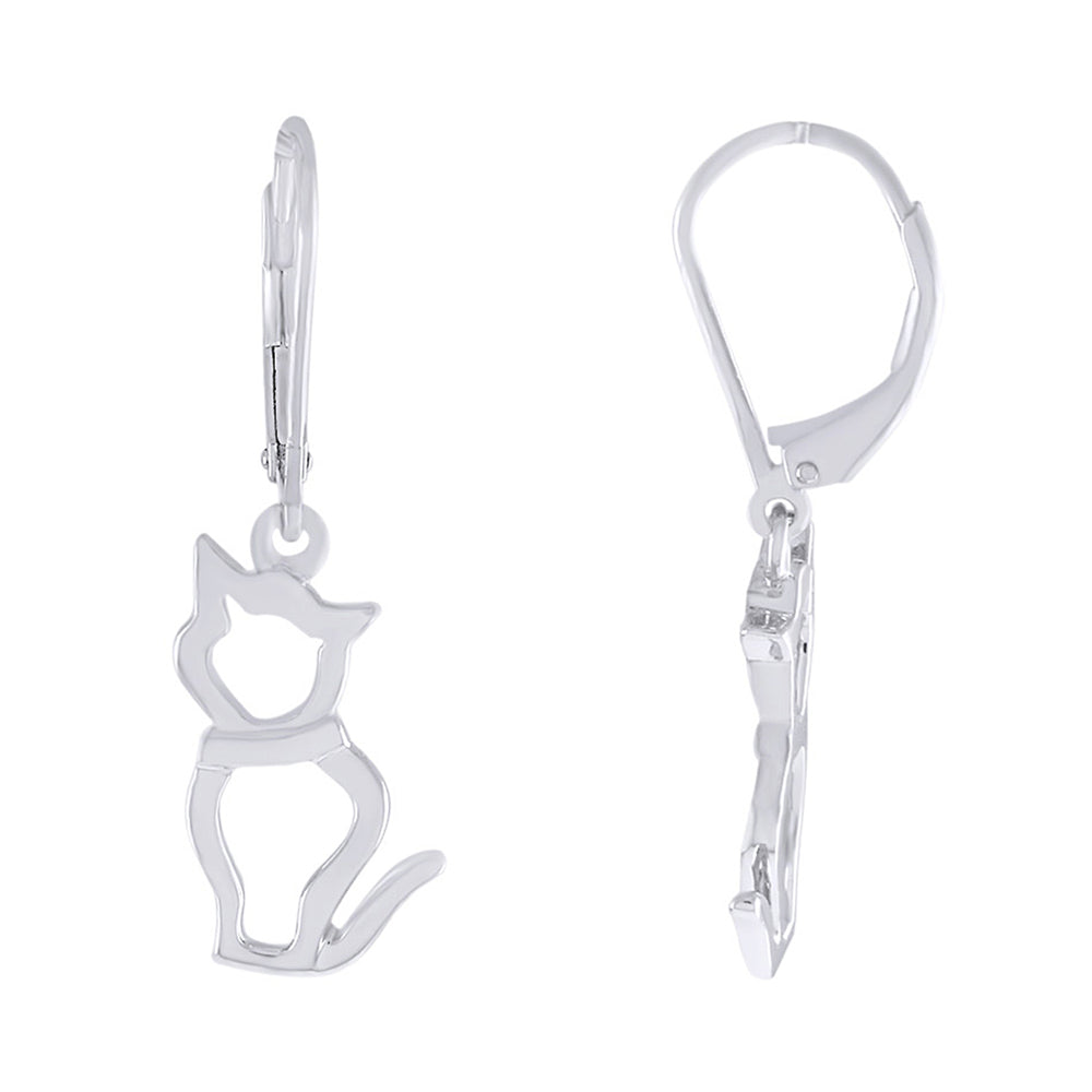 
                      
                        Kitty Cat Leverback Post Dangle Earrings for Women in 925 Sterling Silver
                      
                    