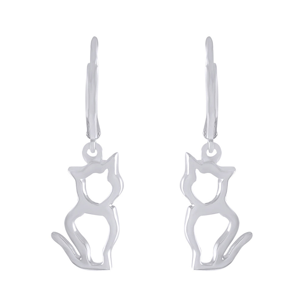 
                      
                        Kitty Cat Leverback Post Dangle Earrings for Women in 925 Sterling Silver
                      
                    