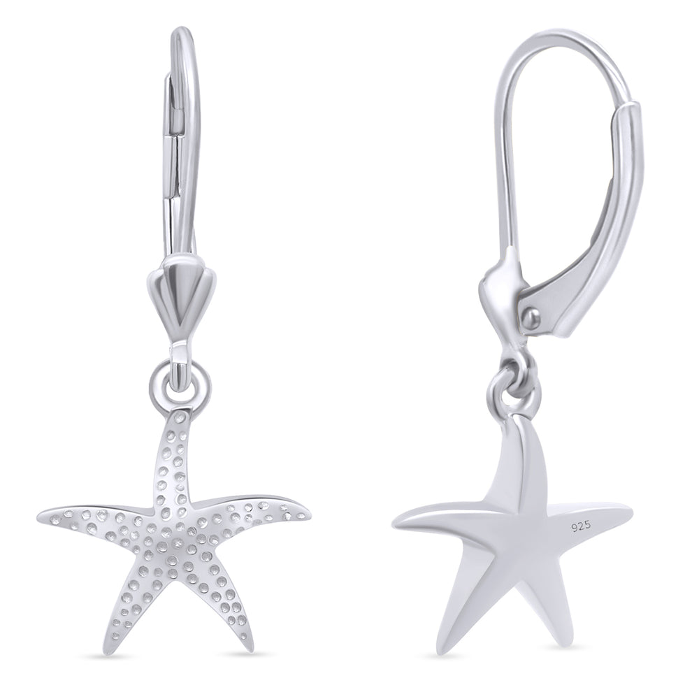 
                      
                        Starfish Lever Back Dangle Earrings for Women in 925 Sterling Silver
                      
                    