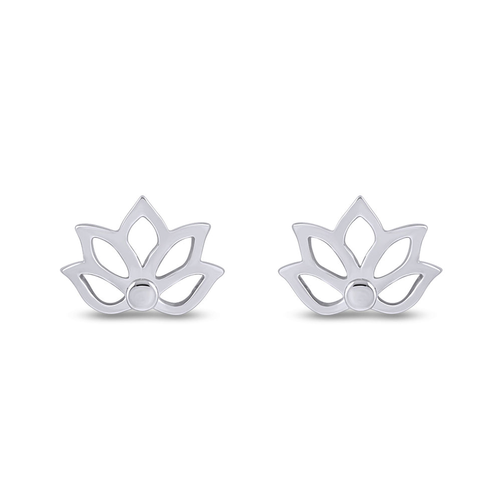 
                      
                        Lotus Flower Stud Earrings For Women in 925 Sterling Silver Push Back
                      
                    