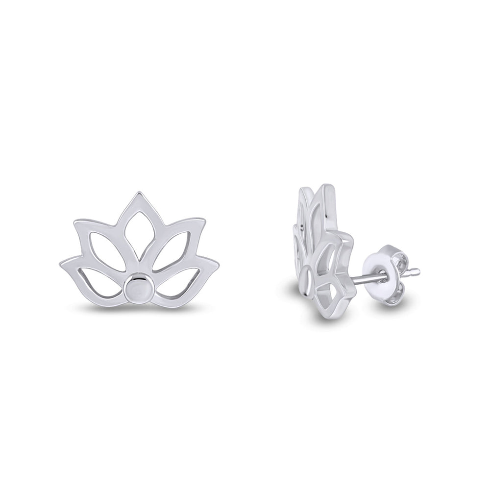 
                      
                        Lotus Flower Stud Earrings For Women in 925 Sterling Silver Push Back
                      
                    