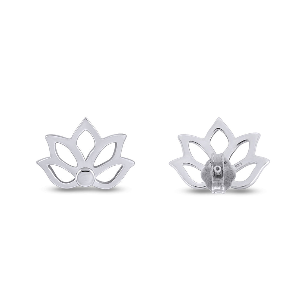 
                      
                        Lotus Flower Stud Earrings For Women in 925 Sterling Silver Push Back
                      
                    