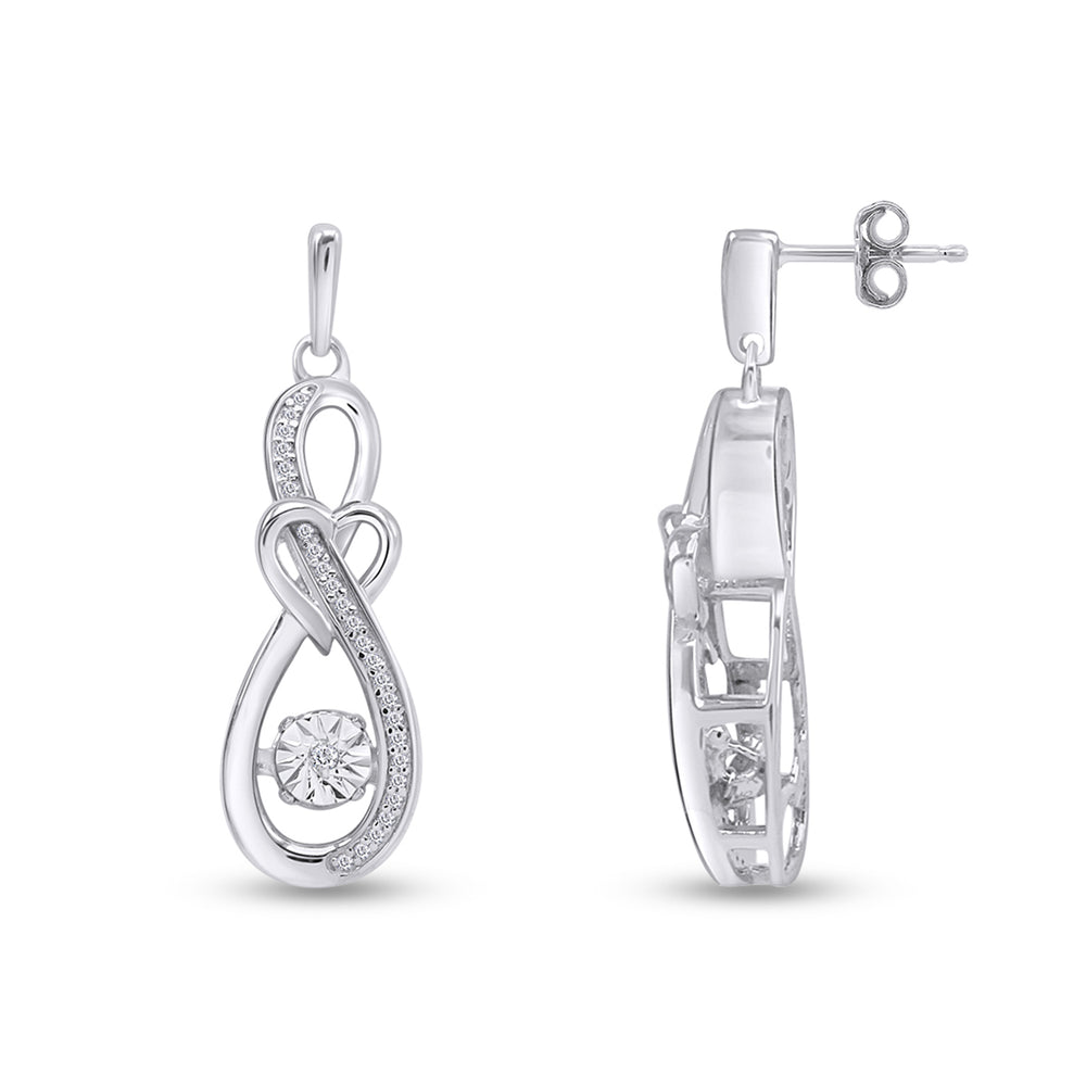 
                      
                        1/5 Carat Dancing Natural Diamond Infinity with Heart Drop Earrings For Women In 925 Sterling Silver
                      
                    