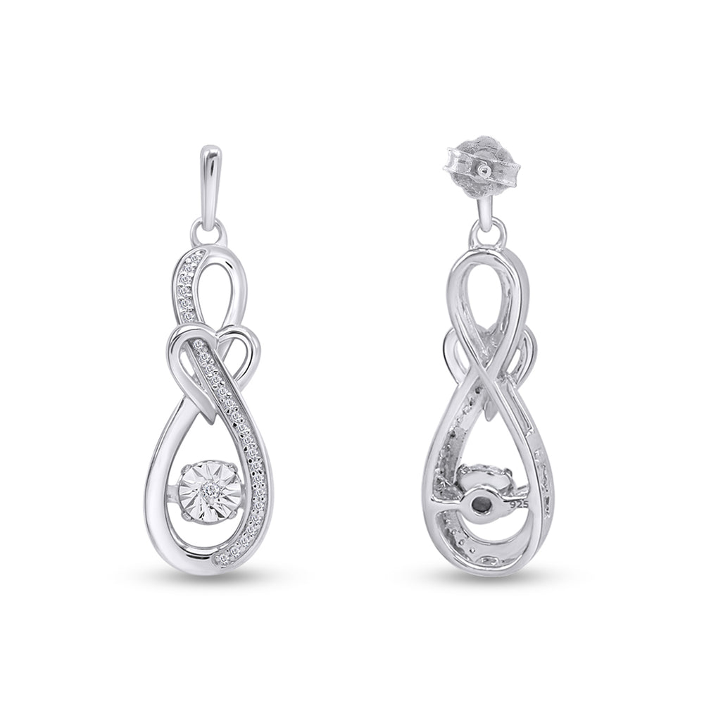 
                      
                        1/5 Carat Dancing Natural Diamond Infinity with Heart Drop Earrings For Women In 925 Sterling Silver
                      
                    