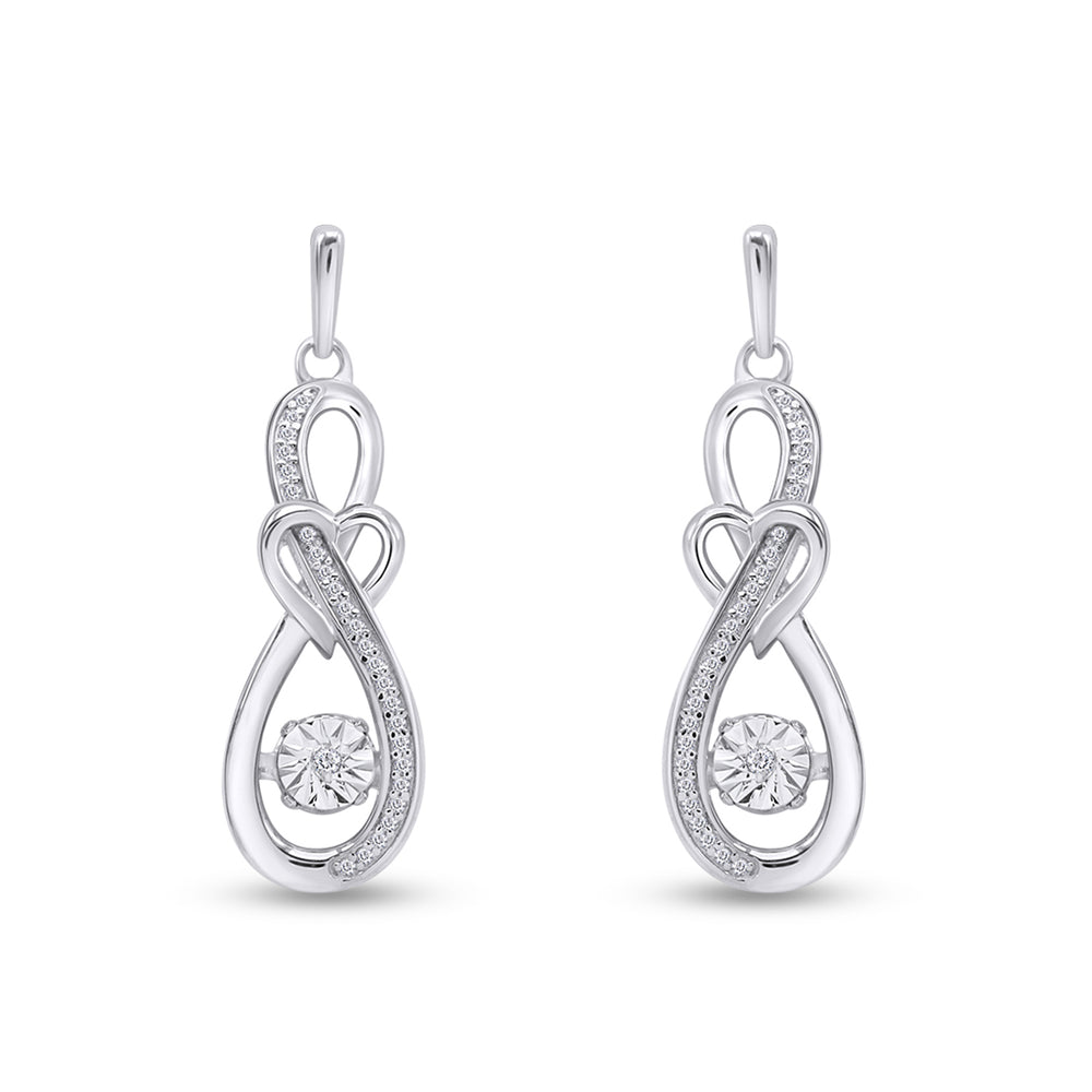 
                      
                        1/5 Carat Dancing Natural Diamond Infinity with Heart Drop Earrings For Women In 925 Sterling Silver
                      
                    