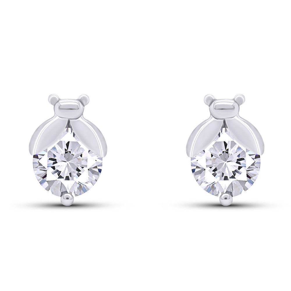 
                      
                        White Cubic Zirconia Ladybugs Solitaire Stud Earrings for Women in 925 Sterling Silver
                      
                    