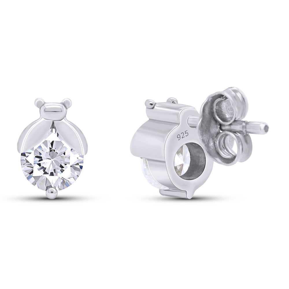 
                      
                        White Cubic Zirconia Ladybugs Solitaire Stud Earrings for Women in 925 Sterling Silver
                      
                    