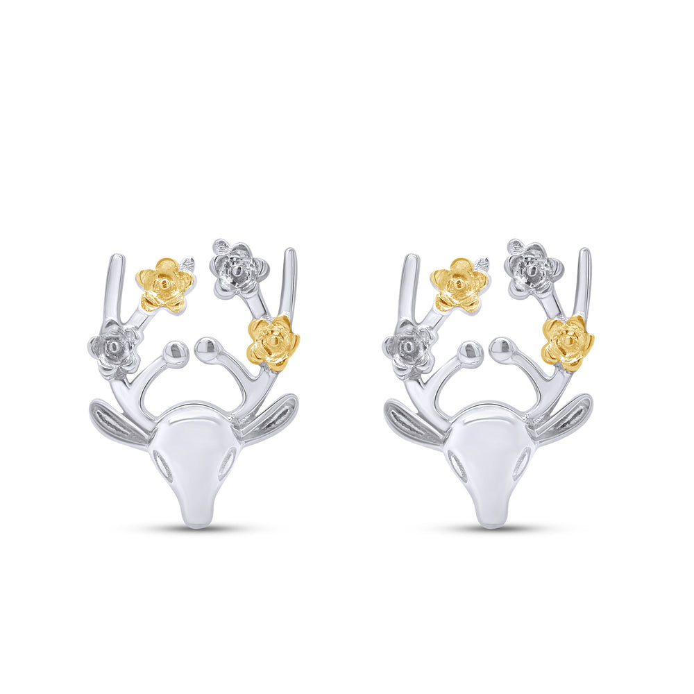 
                      
                        Swamp Deer Animal Two Tone Stud Earrings in 925 Sterling Silver Jewelry Gift for Women
                      
                    