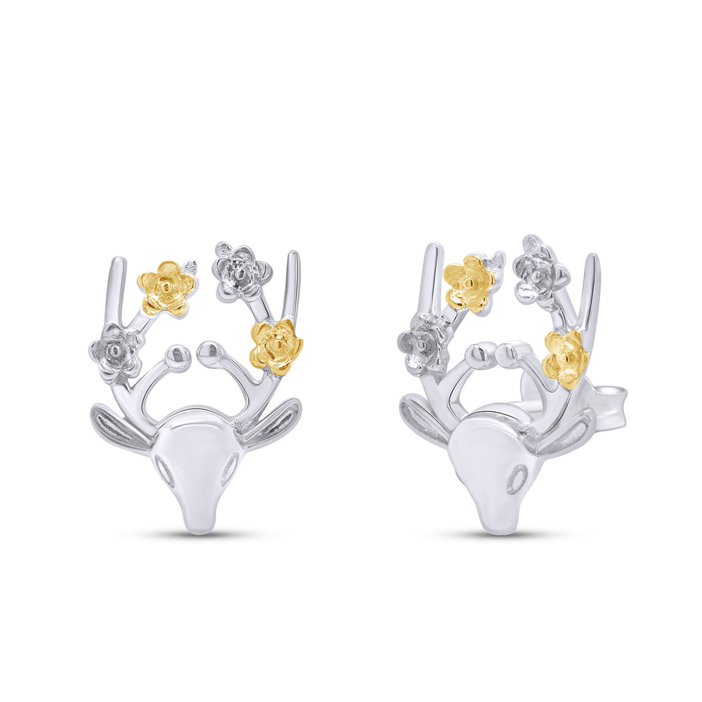 
                      
                        Swamp Deer Animal Two Tone Stud Earrings in 925 Sterling Silver Jewelry Gift for Women
                      
                    