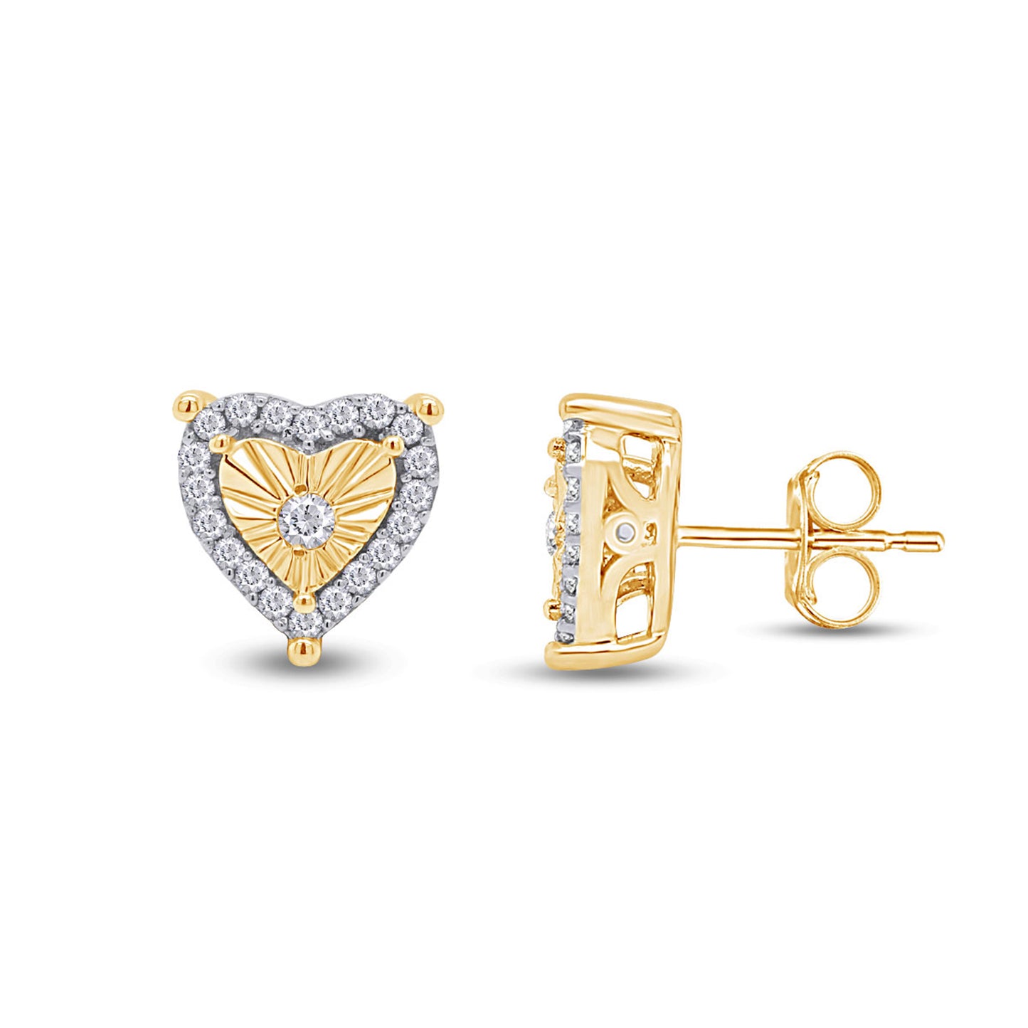 0.25 Carat Natural Diamond Heart Frame Halo Stud Earrings for Women in 925 Sterling Silver