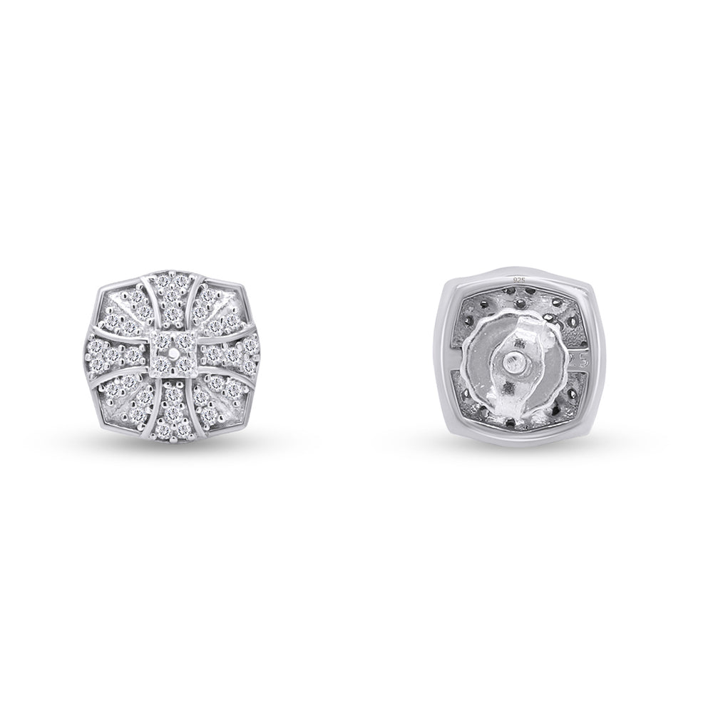 
                      
                        Men's 1/5 CT White Natural Diamond Cross Shield Stud Earrings in 925 Sterling Silver (0.20 Cttw)
                      
                    