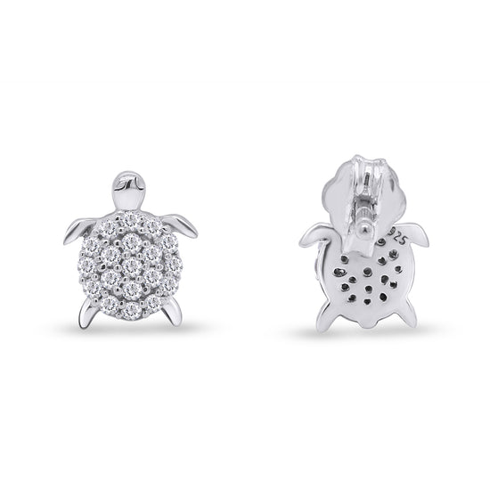 Round Cut White Cubic Zirconia Animals Stud Earrings For Women In 925 Sterling Silver