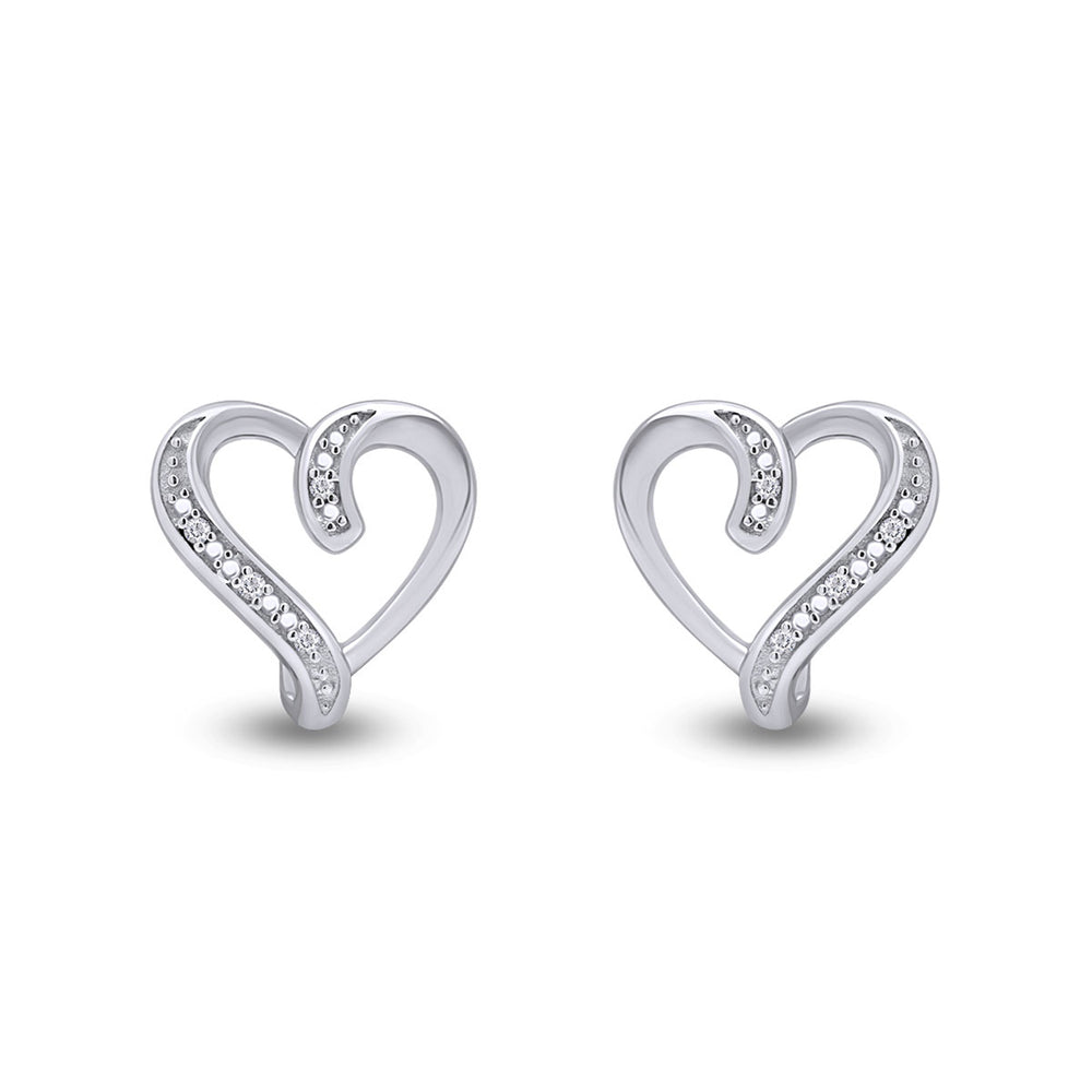 
                      
                        Round Cut White Natural Diamond Accent Heart Stud Earrings For Women In 925 Sterling Silver
                      
                    