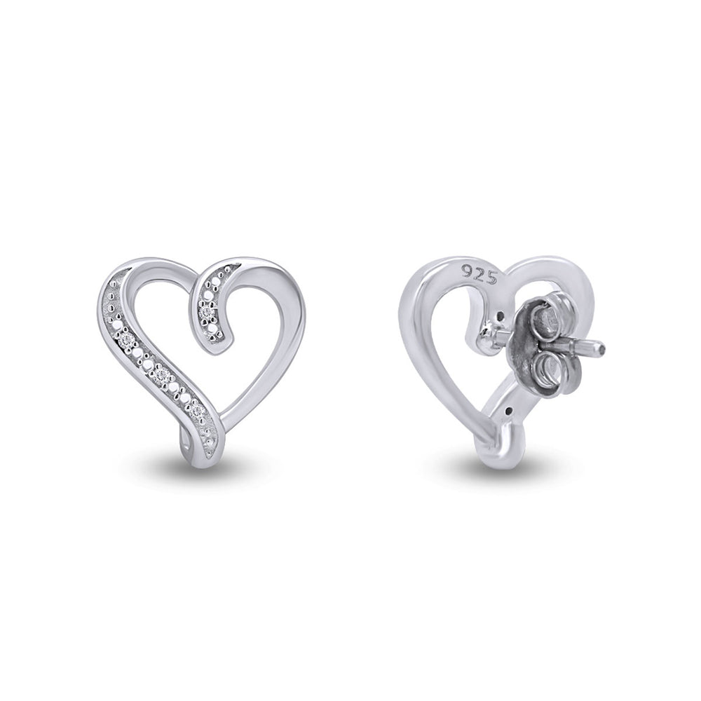 
                      
                        Round Cut White Natural Diamond Accent Heart Stud Earrings For Women In 925 Sterling Silver
                      
                    