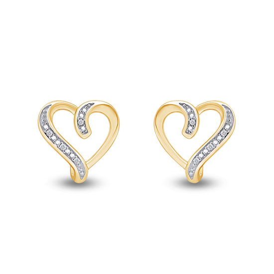 Load image into Gallery viewer, Round Cut White Natural Diamond Accent Heart Stud Earrings For Women In 925 Sterling Silver
