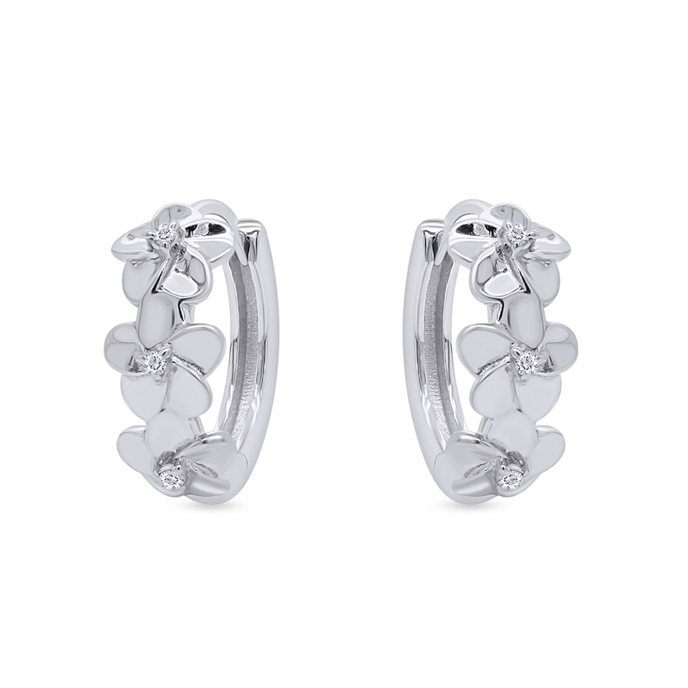 
                      
                        Round Sparkling White Cubic Zirconia Daisy Flower Hoop Earrings for Womens in 925 Sterling Silver
                      
                    