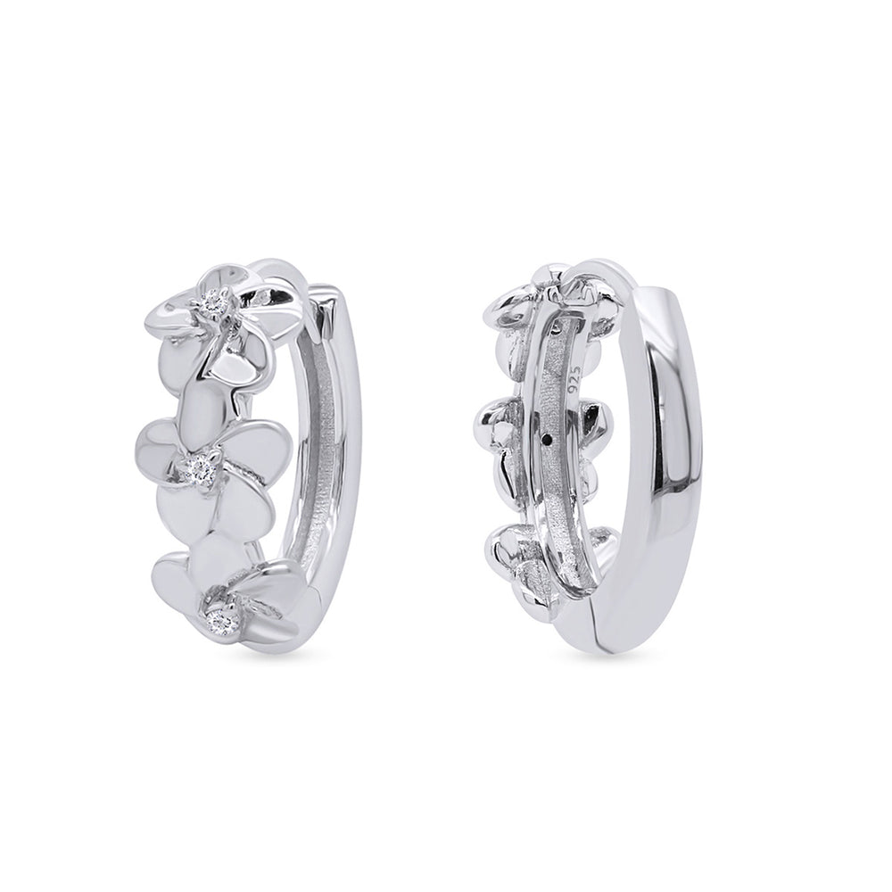 
                      
                        Round Sparkling White Cubic Zirconia Daisy Flower Hoop Earrings for Womens in 925 Sterling Silver
                      
                    