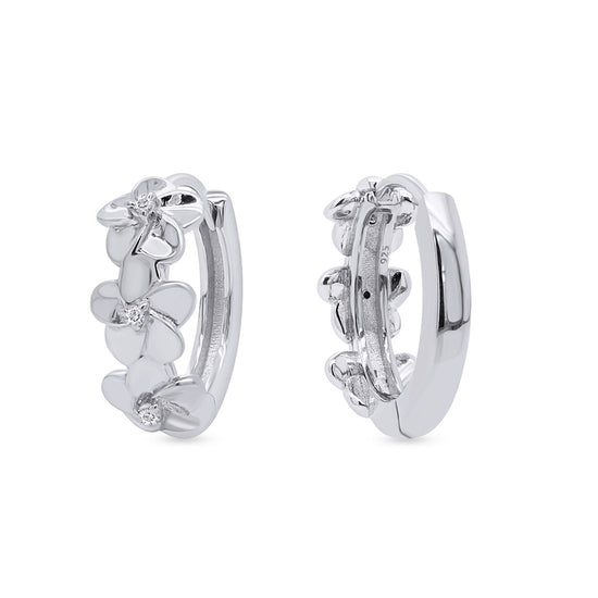 Load image into Gallery viewer, Round Sparkling White Cubic Zirconia Daisy Flower Hoop Earrings for Womens in 925 Sterling Silver

