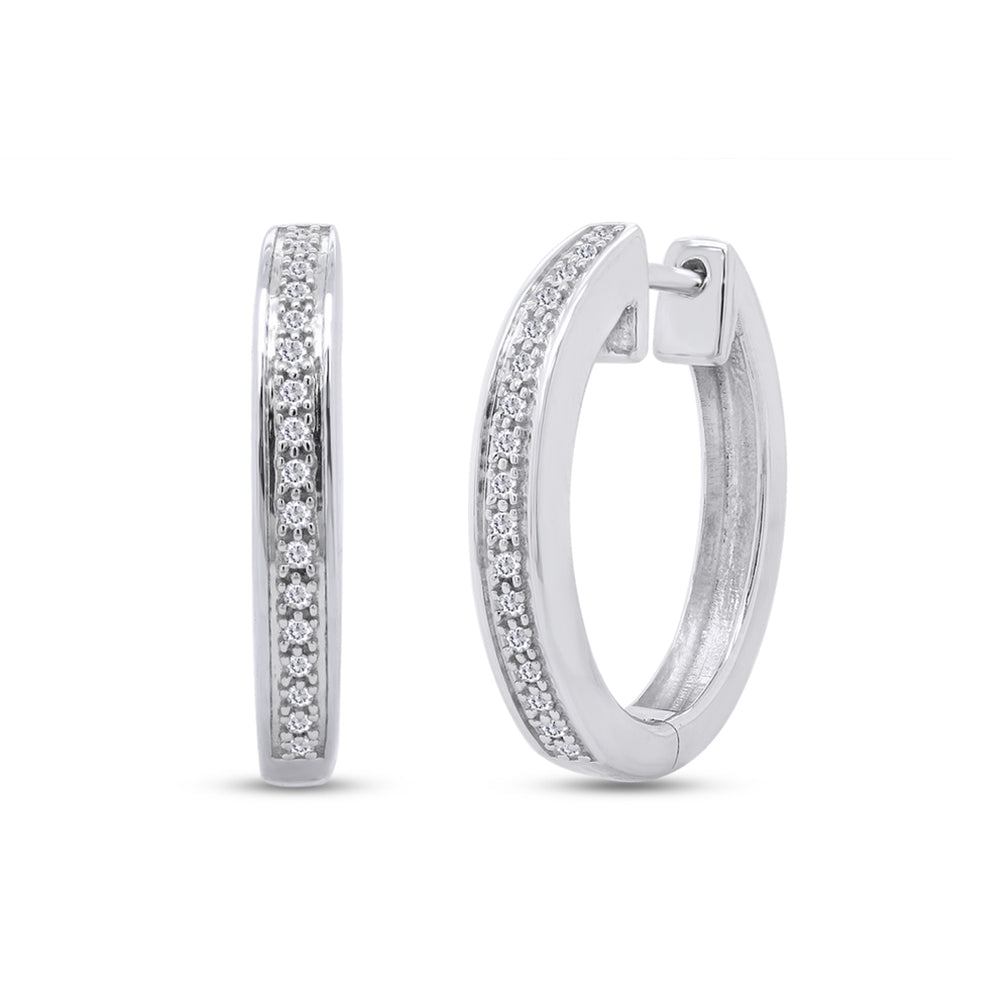 
                      
                        1/10 CT Round Cut White Natural Diamond Hoop Earrings for Women in 925 Sterling Silver (0.10 Cttw)
                      
                    