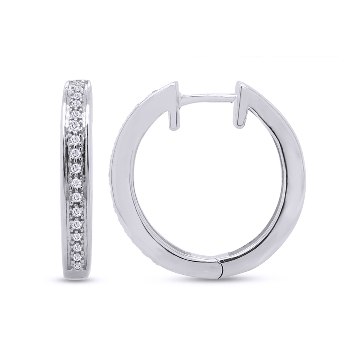 1/10 CT Round Cut White Natural Diamond Hoop Earrings for Women in 925 Sterling Silver (0.10 Cttw)