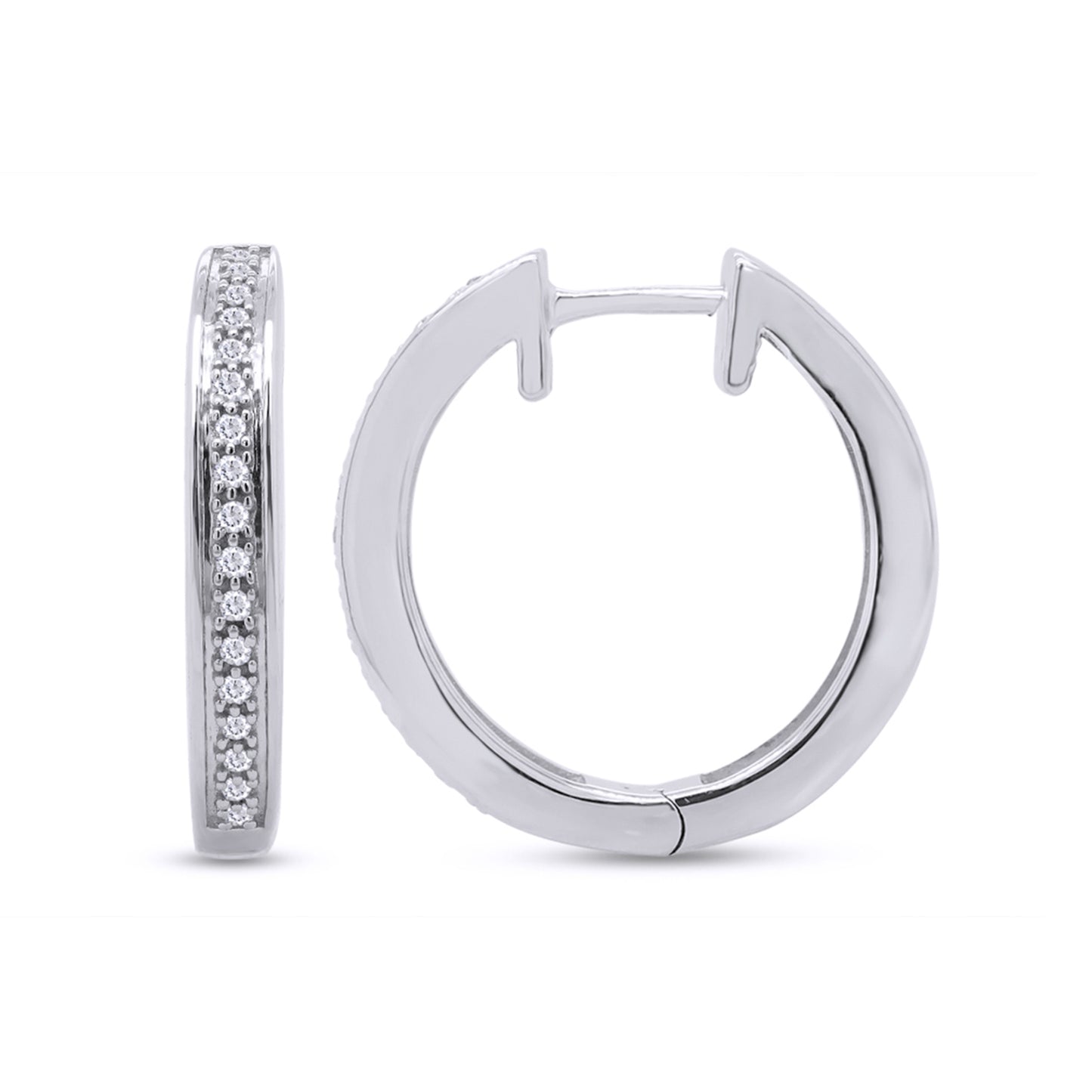 Load image into Gallery viewer, 1/10 CT Round Cut White Natural Diamond Hoop Earrings for Women in 925 Sterling Silver (0.10 Cttw)

