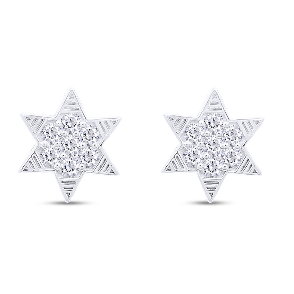 
                      
                        Round Cut Simulated White Topaz Star Stud Earrings in 925 Sterling Silver Jewelry for Women
                      
                    