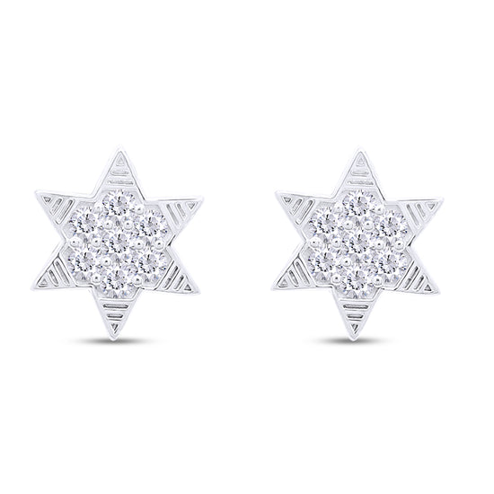 Load image into Gallery viewer, Round Cut Simulated White Topaz Star Stud Earrings in 925 Sterling Silver Jewelry for Women

