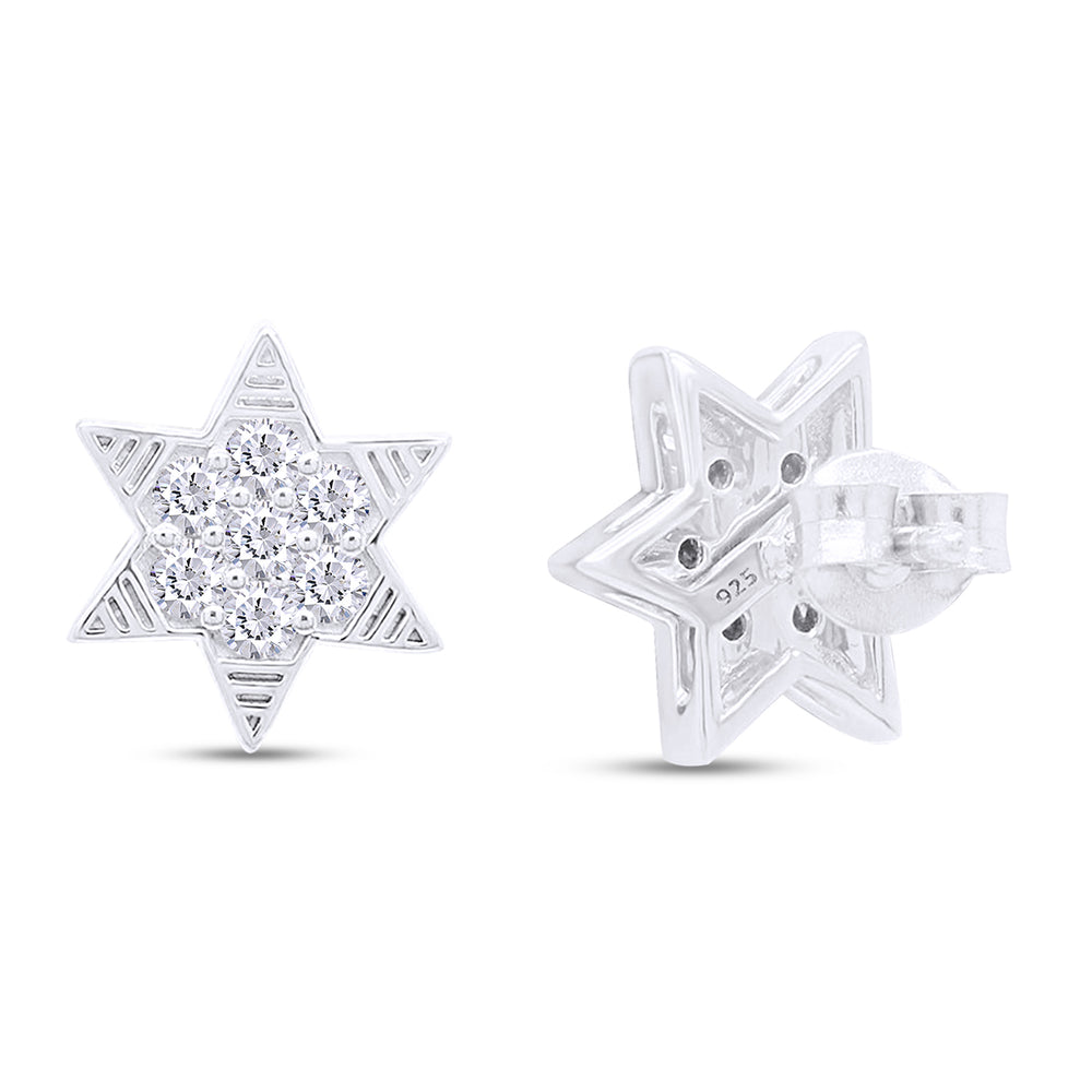 
                      
                        Round Cut Simulated White Topaz Star Stud Earrings in 925 Sterling Silver Jewelry for Women
                      
                    