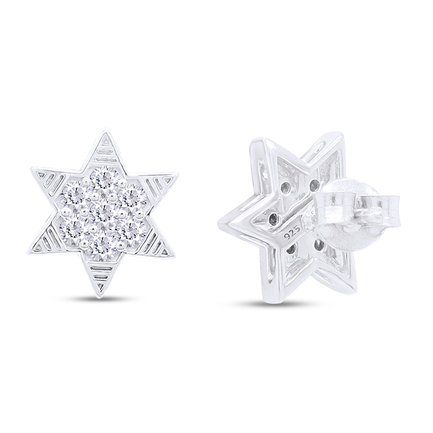 Load image into Gallery viewer, Round Cut Simulated White Topaz Star Stud Earrings in 925 Sterling Silver Jewelry for Women
